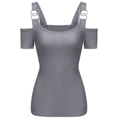 Funki Findz | Shirts | Women's Off Shoulder Metal Buckle T-shirt