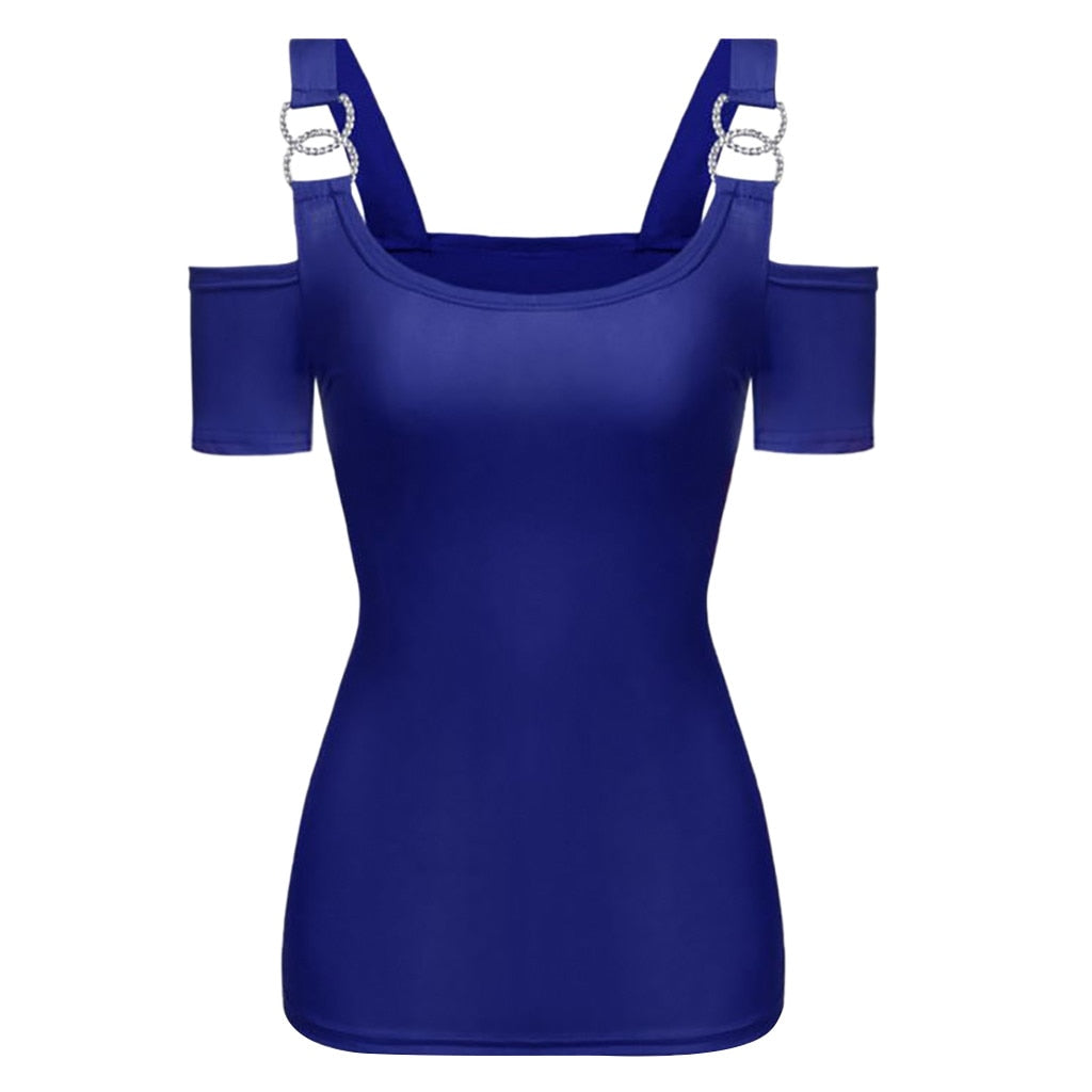 Funki Findz | Shirts | Women's Off Shoulder Metal Buckle T-shirt