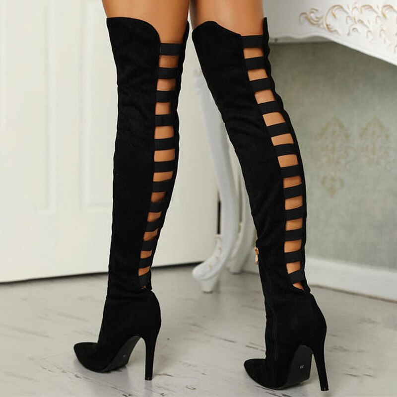 Funki Findz | Boots | Women's Over Knee Hollowed Out Boots