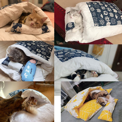 Funki Findz | Pet Beds | Cat Sleeping Bag | Japanese Patterned