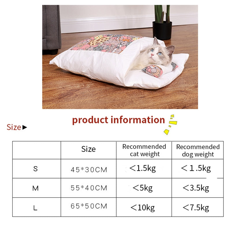 Funki Findz | Pet Beds | Cat Sleeping Bag | Japanese Patterned
