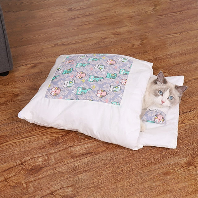 Funki Findz | Pet Beds | Cat Sleeping Bag | Japanese Patterned