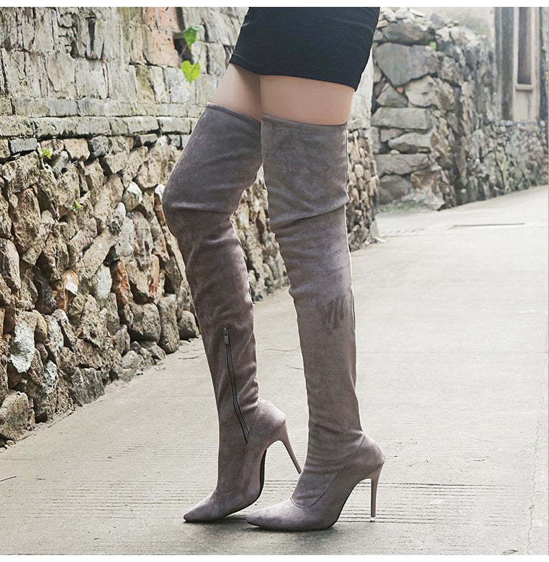 Funki Findz | Boots | Women's Thigh High Pull On Stiletto Boots