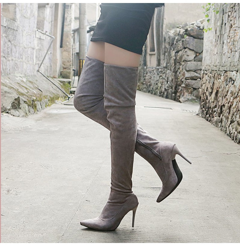 Funki Findz | Boots | Women's Thigh High Pull On Stiletto Boots