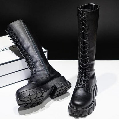 Funki Findz | Boots | Women's Knee-High Platform Lace Up Boot