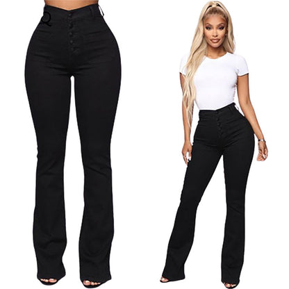 Funki Findz | Pants | Women's High Waist Button Fly Fitted Jeans