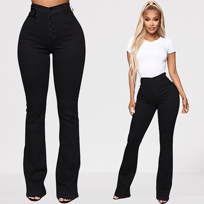 Funki Findz | Pants | Women's High Waist Button Fly Fitted Jeans