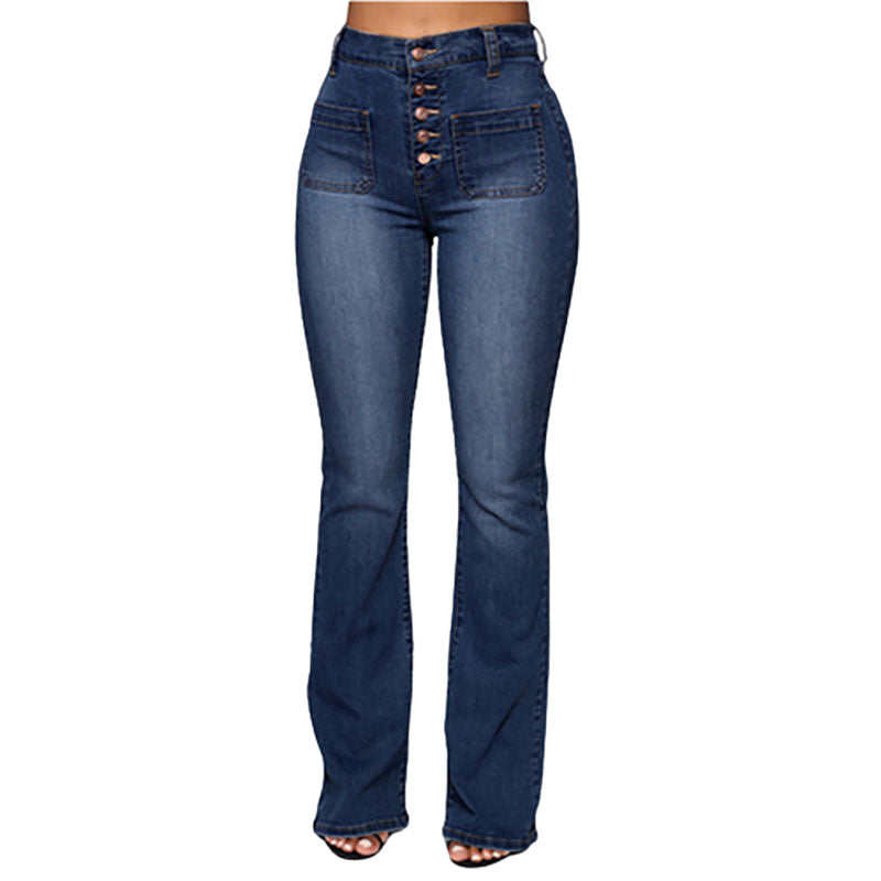 Funki Findz | Pants | Women's High Waist Button Fly Fitted Jeans