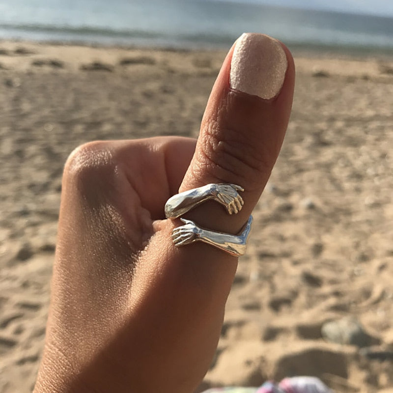 Funki Findz | Rings | Unisex Adjustable Holding Hands Hug Ring