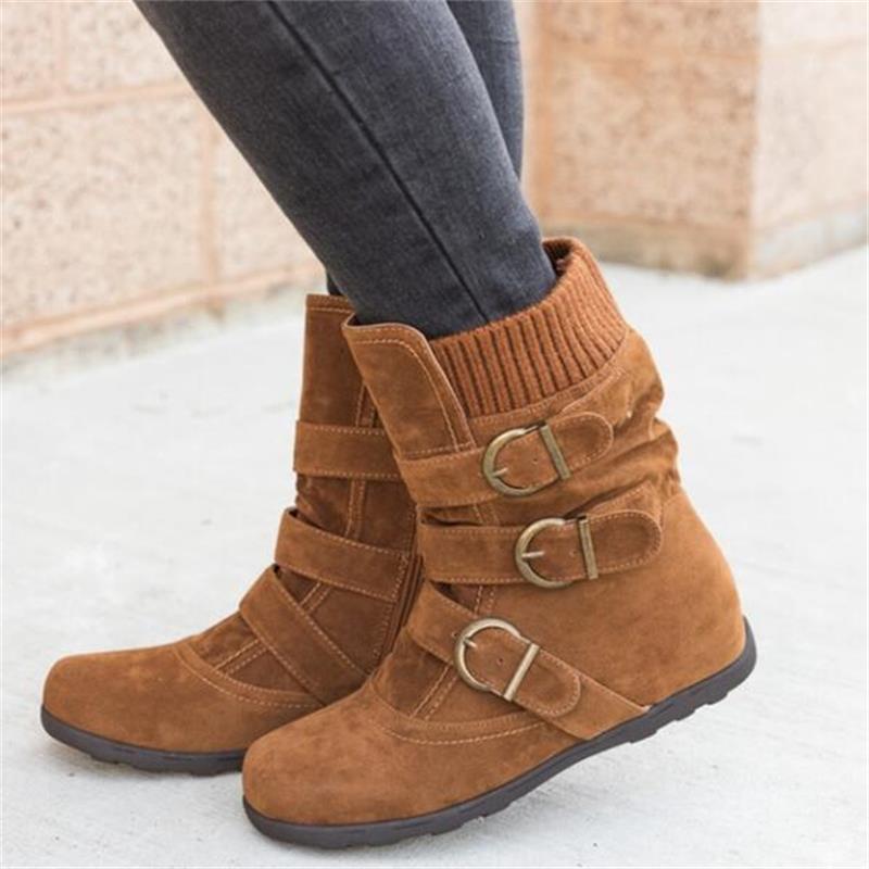 Funki Findz | Boots | Women's Buckled Suede Snow Ankle Boots