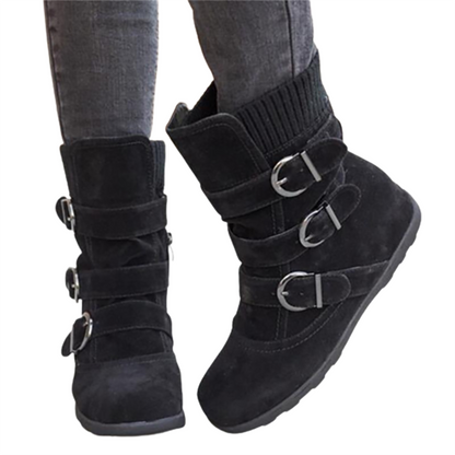 Funki Findz | Boots | Women's Buckled Suede Snow Ankle Boots