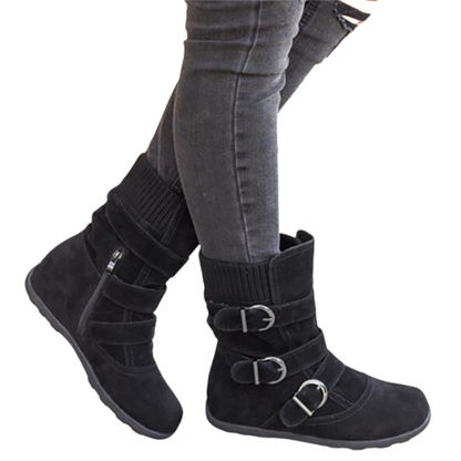 Funki Findz | Boots | Women's Buckled Suede Snow Ankle Boots