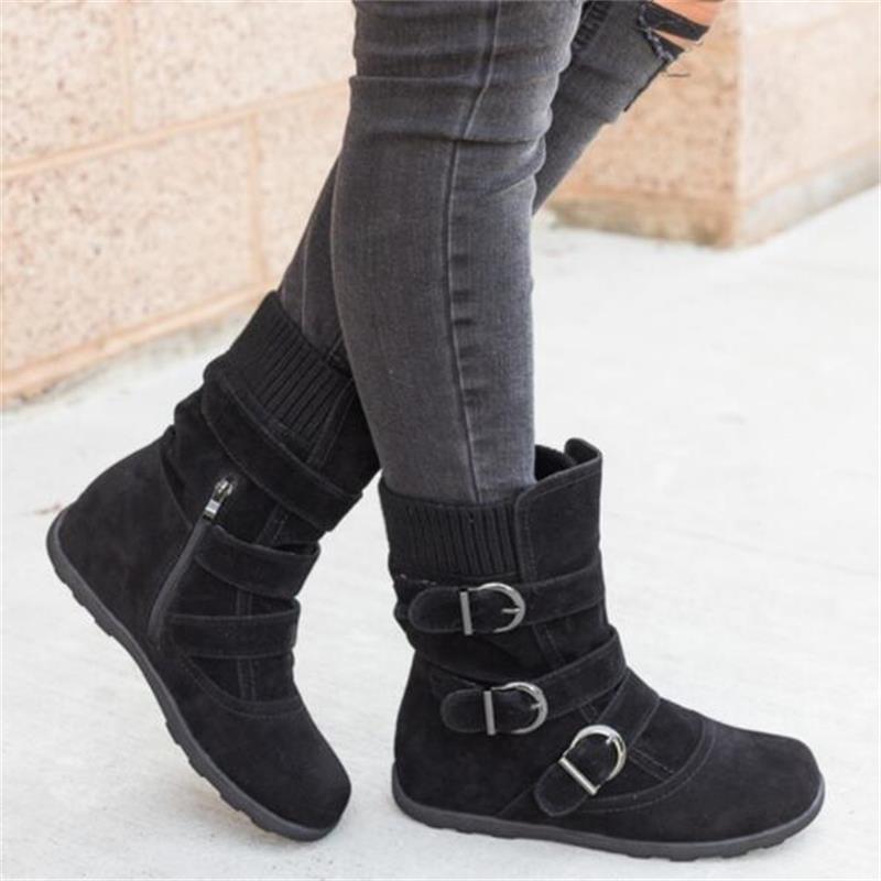 Funki Findz | Boots | Women's Buckled Suede Snow Ankle Boots