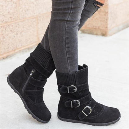 Funki Findz | Boots | Women's Buckled Suede Snow Ankle Boots