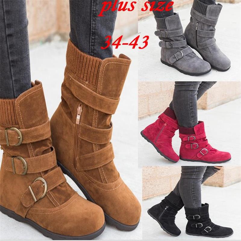 Funki Findz | Boots | Women's Buckled Suede Snow Ankle Boots
