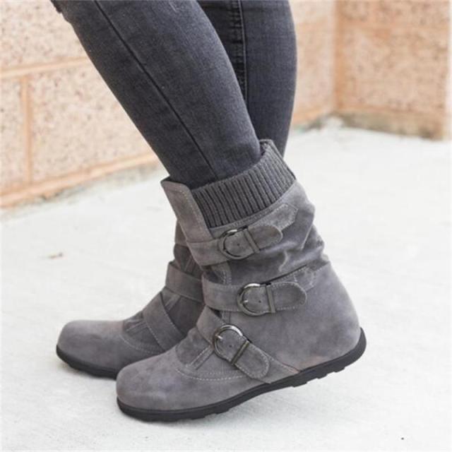 Funki Findz | Boots | Women's Buckled Suede Snow Ankle Boots