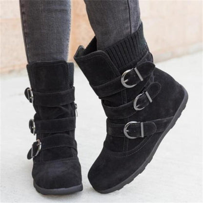 Funki Findz | Boots | Women's Buckled Suede Snow Ankle Boots