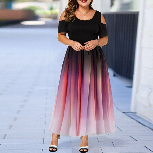 Funki Findz | Dresses | Women's Plus Size Prom Gradient Dress