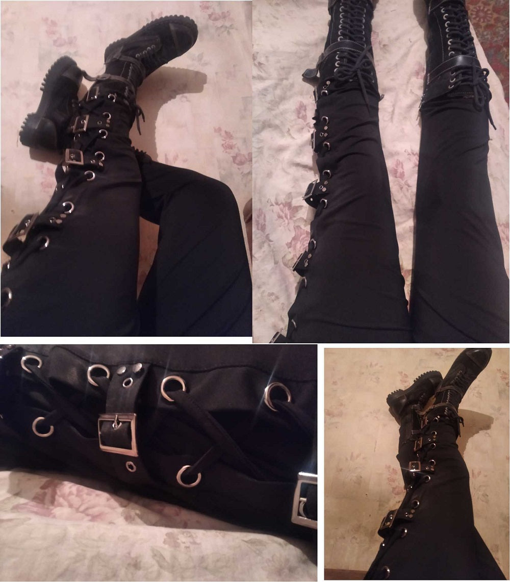 Funki Findz | Pants | Women's Gothic Buckle Strap Lace Up Pant