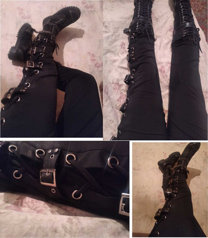 Funki Findz | Pants | Women's Gothic Buckle Strap Lace Up Pant