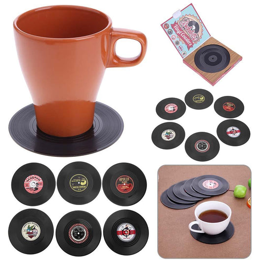 Funki Findz | Coasters | Vinyl Record Coaster Drink Mat 6 Pcs Set