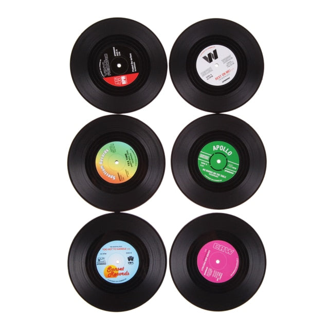 Funki Findz | Coasters | Vinyl Record Coaster Drink Mat 6 Pcs Set