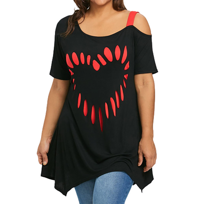 Funki Findz | Shirts | Women's Love Heart Printed Plus Size Shirt