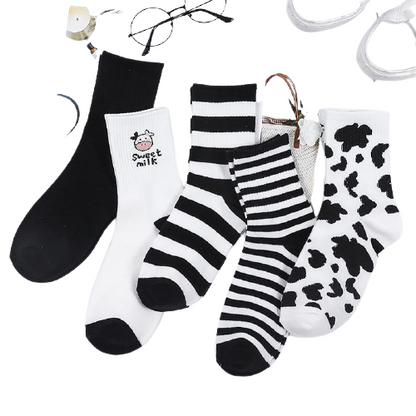 Funki Findz | Socks | Unisex Novelty Socks | Cow Print Stripes