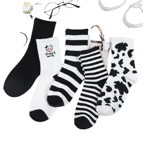 Funki Findz | Socks | Unisex Novelty Socks | Cow Print Stripes