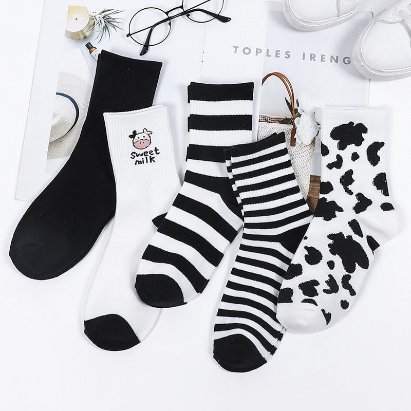 Funki Findz | Socks | Unisex Novelty Socks | Cow Print Stripes