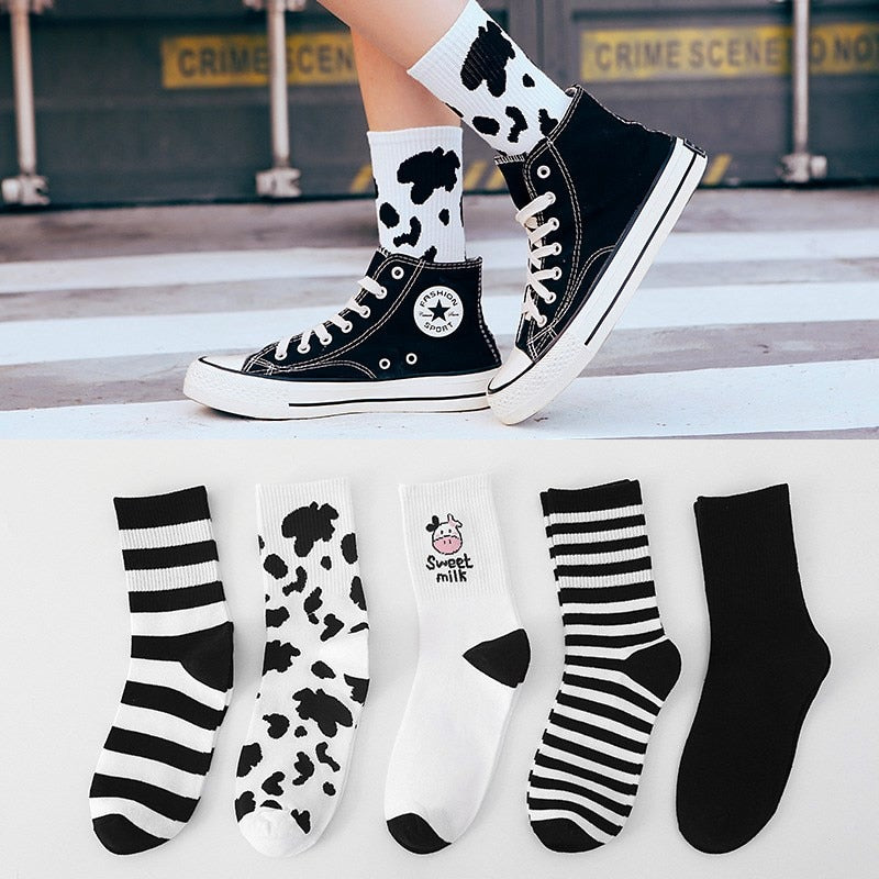 Funki Findz | Socks | Unisex Novelty Socks | Cow Print Stripes