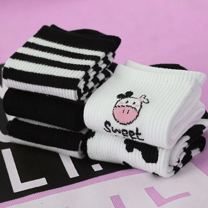 Funki Findz | Socks | Unisex Novelty Socks | Cow Print Stripes
