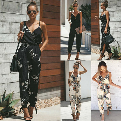 Funki Findz | Pants | Women's Floral and Solid Fashion Jumpsuit