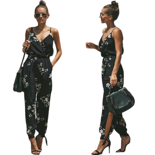 Funki Findz | Pants | Women's Floral and Solid Fashion Jumpsuit