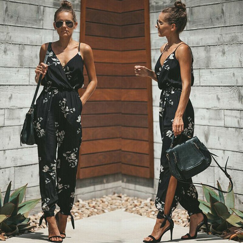 Funki Findz | Pants | Women's Floral and Solid Fashion Jumpsuit