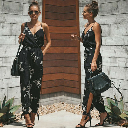Funki Findz | Pants | Women's Floral and Solid Fashion Jumpsuit