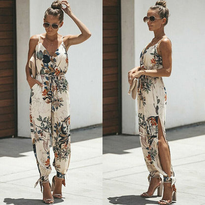 Funki Findz | Pants | Women's Floral and Solid Fashion Jumpsuit