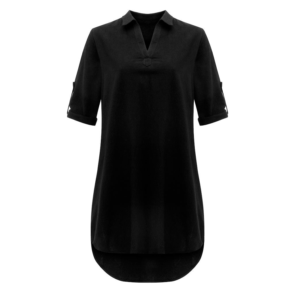 Funki Findz | Dresses | Women's Casual Cotton Linen Shirt Dress