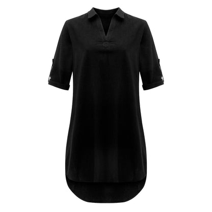 Funki Findz | Dresses | Women's Casual Cotton Linen Shirt Dress