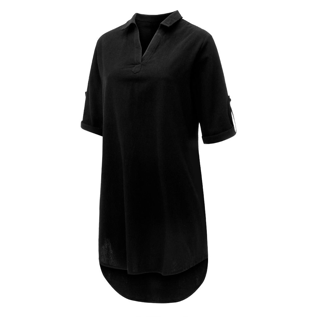 Funki Findz | Dresses | Women's Casual Cotton Linen Shirt Dress