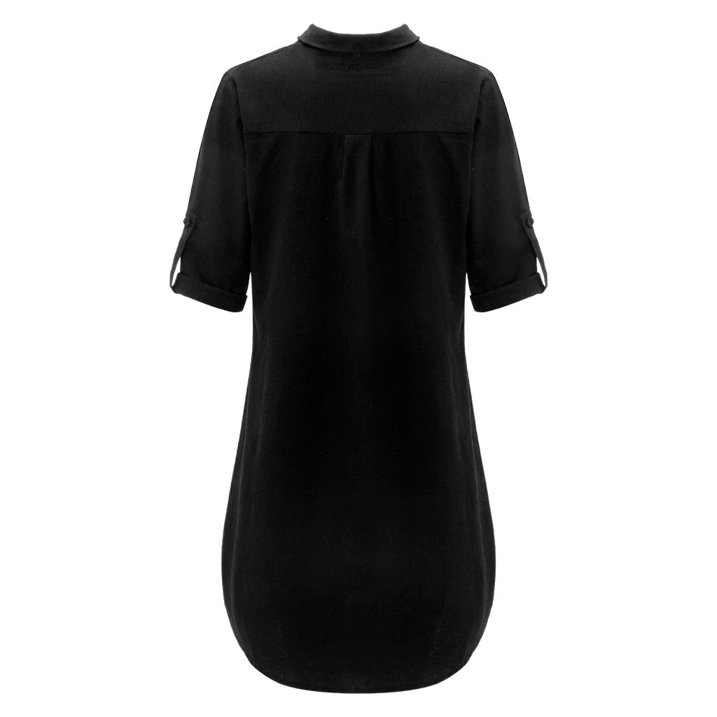 Funki Findz | Dresses | Women's Casual Cotton Linen Shirt Dress