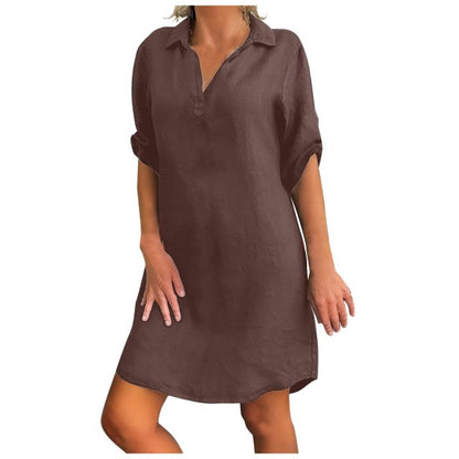 Funki Findz | Dresses | Women's Casual Cotton Linen Shirt Dress