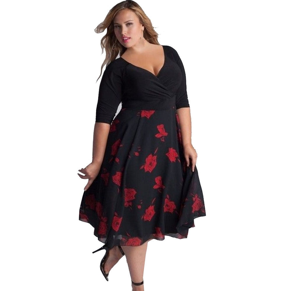 Funki Findz | Dresses | Women's Floral Chiffon Midi Wrap Dress