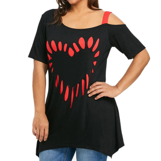 Funki Findz | Shirts | Women's Love Heart Printed Plus Size Shirt