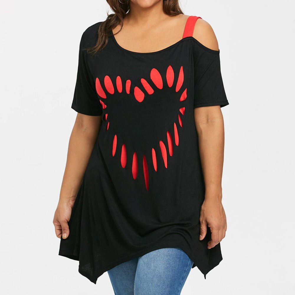 Funki Findz | Shirts | Women's Love Heart Printed Plus Size Shirt