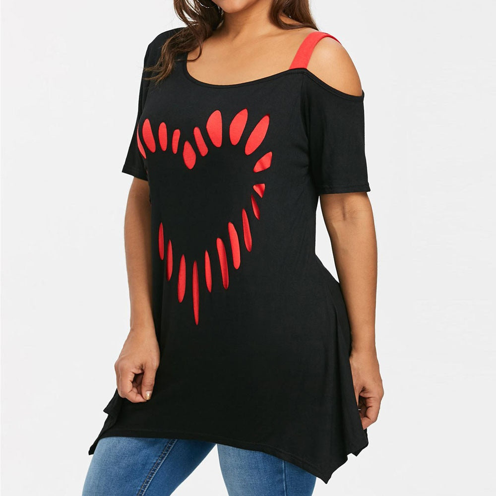 Funki Findz | Shirts | Women's Love Heart Printed Plus Size Shirt