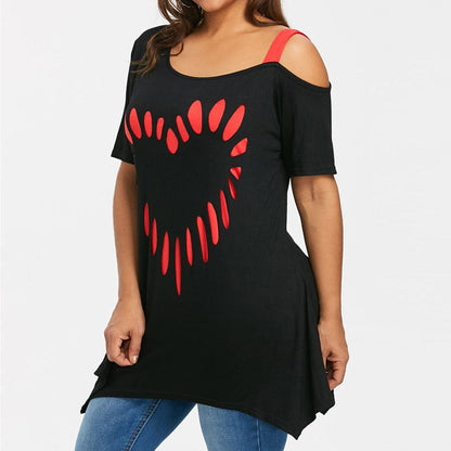 Funki Findz | Shirts | Women's Love Heart Printed Plus Size Shirt