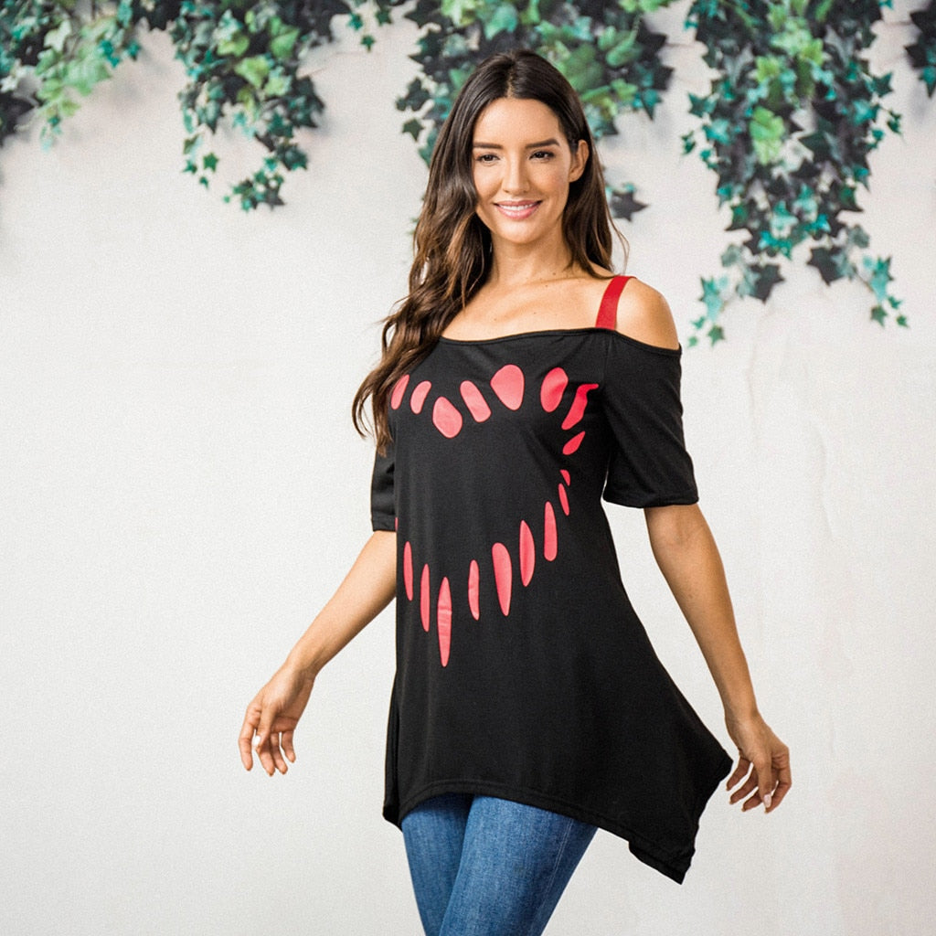 Funki Findz | Shirts | Women's Love Heart Printed Plus Size Shirt