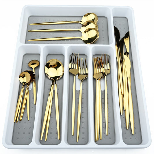 Funki Findz | Cutlery Set | Gold Stainless Steel Mirror 30 Pcs Set