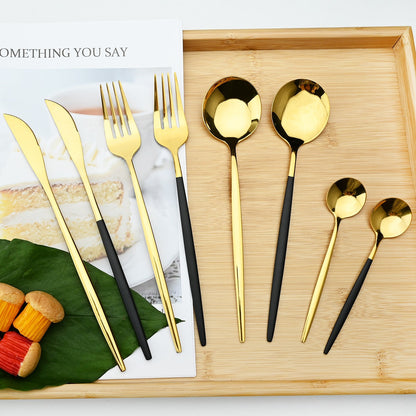 Funki Findz | Cutlery Set | Gold Stainless Steel Mirror 30 Pcs Set